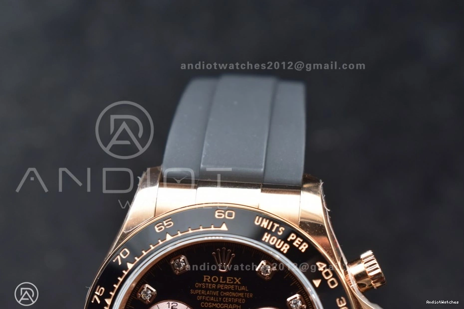 WaterResistant 1:1 Best V6 Diamonds Daytona SH4131 Edition (Weighted) RG QF Strap 801 on Dial 126515 Oysterflex Black 0711